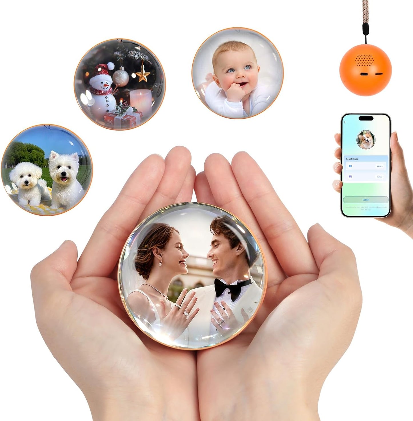 Bola de cristal WiFi LumiOrb: esfera de memoria para vídeos y fotos en 3D