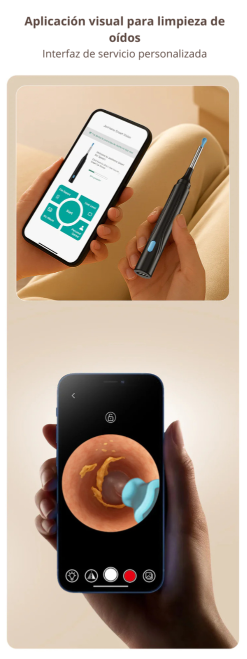 Kit de limpieza de oídos HD de 10 MP con pinzas de precisión y cuchara de silicona