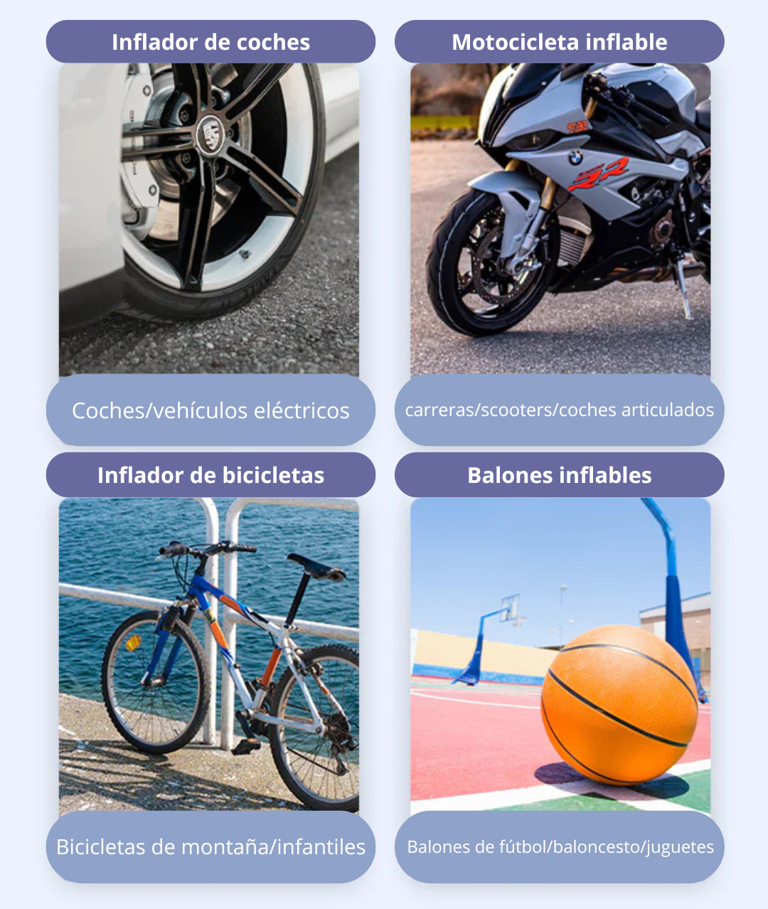 AirCore S1 – Inflador de neumáticos portátil inteligente | Inalámbrico + Cableado + Batería externa