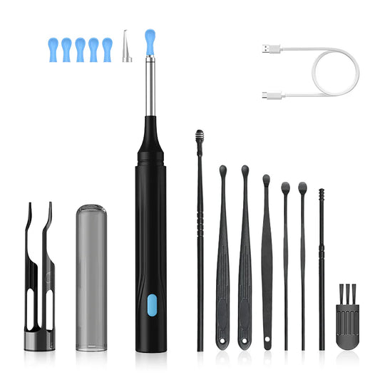 Kit de limpieza de oídos HD de 10 MP con pinzas de precisión y cuchara de silicona