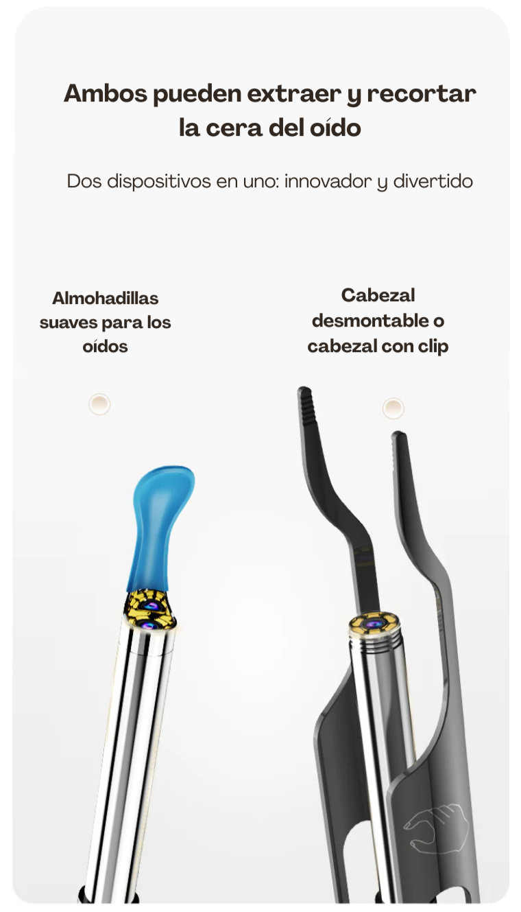 Kit de limpieza de oídos HD de 10 MP con pinzas de precisión y cuchara de silicona