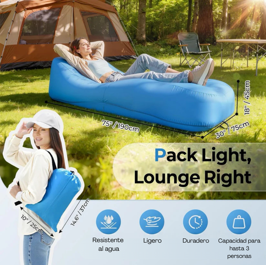 AeroLounge Go – Tumbona inflable compacta sin bomba