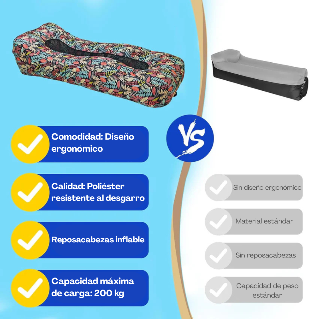 AeroLounge Go – Tumbona inflable compacta sin bomba