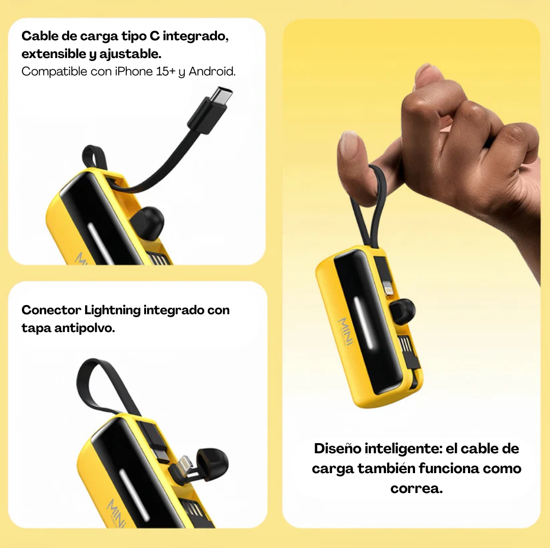 Power Capsule 5000: Banco de energía de emergencia ultra compacto todo en uno (Lightning/Tipo C)